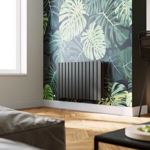 Elegant - 600 x 988 mm Modern Horizontal Column Designer Radiator Anthracite Double Flat Panel Radiators + Anthracite Thermostatic Radiator Valves Elegant - 600 x 988 mm Modern Horizontal Column Designer Radiator Anthracite Double Flat Panel Radiators + Anthracite Thermostatic Radiator Valves
