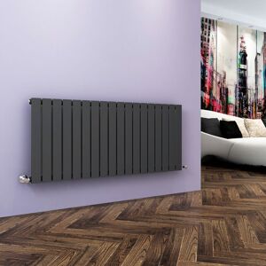 Elegant - 600x1368mm Designer Anthracite Flat Panel Horizontal Radiator Central Heating with Chrome Thermostatic Radiator Valves Elegant - 600x1368mm Designer Anthracite Flat Panel Horizontal Radiator Central Heating with Chrome Thermostatic Radiator Valves