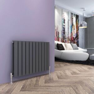 Elegant - 600x836mm Anthracite Designer Radiator Horizontal Flat Panel Double Panel Radiator with Chrome Thermostatic Radiator Valves Elegant - 600x836mm Anthracite Designer Radiator Horizontal Flat Panel Double Panel Radiator with Chrome Thermostatic Radiator Valves