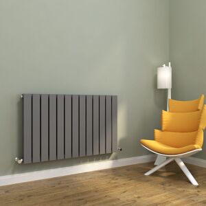 Elegant - 600x988mm Anthracite Horizontal Radiator Central Heating Double Flat Panel Designer Radiator with Angled Radiator Valves Elegant - 600x988mm Anthracite Horizontal Radiator Central Heating Double Flat Panel Designer Radiator with Angled Radiator Valves