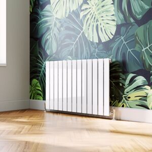 ELEGANT 600x988mm Designer White Flat Panel Horizontal Radiator Central Heating with Chrome Thermostatic Radiator Valves ELEGANT 600x988mm Designer White Flat Panel Horizontal Radiator Central Heating with Chrome Thermostatic Radiator Valves