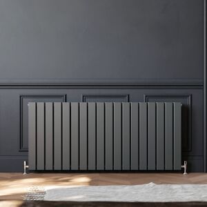Elegant - Central Heating Radiator 600x1368mm Horizontal Anthracite Double Flat Panel + Thermostatic Radiator Valves Elegant - Central Heating Radiator 600x1368mm Horizontal Anthracite Double Flat Panel + Thermostatic Radiator Valves