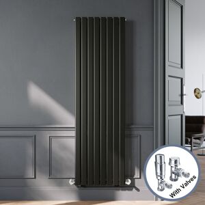 Elegant - Black Designer Vertical Radiator Single Panel Rads 1800 x 544mm with Chrome Angled Thermostatic Radiator Valves Elegant - Black Designer Vertical Radiator Single Panel Rads 1800 x 544mm with Chrome Angled Thermostatic Radiator Valves