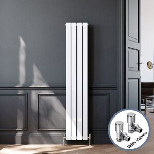 Elegant - Steel Vertical Radiator Modern Bathroom Flat Panel Radiator Central Heating Rad, 1600x300mm White Double Chrome Angled Radiator Valve Elegant - Steel Vertical Radiator Modern Bathroom Flat Panel Radiator Central Heating Rad, 1600x300mm White Double Chrome Angled Radiator Valve