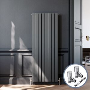 Elegant - Vertical Flat Double Modern Radiator 1600x608mm Anthracite Central Heating Radiator with Angled Valves Elegant - Vertical Flat Double Modern Radiator 1600x608mm Anthracite Central Heating Radiator with Angled Valves