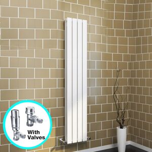 ELEGANT 1600x304mm Designer Vertical Radiator Double Flat Panel White Column Central Heating with Chrome Thermostatic Radiator Valves ELEGANT 1600x304mm Designer Vertical Radiator Double Flat Panel White Column Central Heating with Chrome Thermostatic Radiator Valves