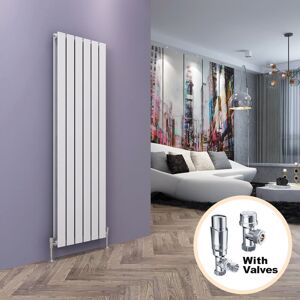 Elegant - Vertical Radiator Double Flat Panel White 1600x456mm with Chrome Thermostatic Radiator Valves Elegant - Vertical Radiator Double Flat Panel White 1600x456mm with Chrome Thermostatic Radiator Valves