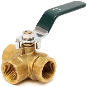 TEHTUY Fixed brass 3-way ball valve with full L-port threaded connector 1/2" DN15 TEHTUY Fixed brass 3-way ball valve with full L-port threaded connector 1/2" DN15