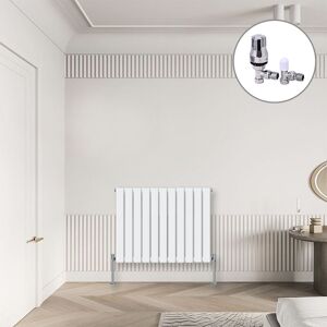 NRG - Flat Panel Designer Radiator White + Chrome Angled trv Thermostatic Radiator Valves Horizontal 600x748mm Single NRG - Flat Panel Designer Radiator White + Chrome Angled trv Thermostatic Radiator Valves Horizontal 600x748mm Single