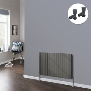 NRG Flat Panel Designer Radiator Bathroom Central Heating Radiators Anthracite with Angled Manual Pair of Valves 600 x 1156mm Horizontal Double NRG Flat Panel Designer Radiator Bathroom Central Heating Radiators Anthracite with Angled Manual Pair of Valves 600 x 1156mm Horizontal Double