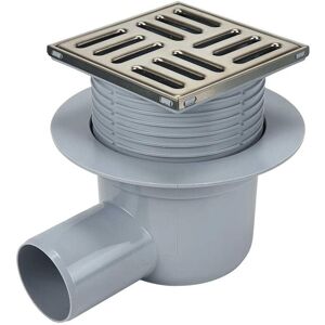 Tycner - Floor Drain Bottle Gully Trap 100x100mm Grid Stainless Steel Side Outlet 50mm Tycner - Floor Drain Bottle Gully Trap 100x100mm Grid Stainless Steel Side Outlet 50mm