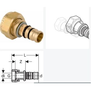 Geberit - 602.584.00.5 Mepla connection with clamping nut Ø20mm - 1' Geberit - 602.584.00.5 Mepla connection with clamping nut Ø20mm - 1'