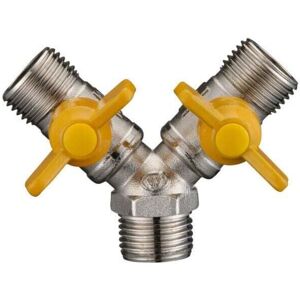 Mumu - Hose connector, gas valve distributor, double brass – 2-way Mumu - Hose connector, gas valve distributor, double brass – 2-way