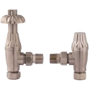 Hudson Reed Traditional Angled Thermostatic Radiator Valves Pair Lockshield - Satin Nickel Hudson Reed Traditional Angled Thermostatic Radiator Valves Pair Lockshield - Satin Nickel