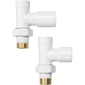 INVENA Inline Straight White Radiator Valves Set Pack 1/2' bsp 15mm Inlet + Lockshield INVENA Inline Straight White Radiator Valves Set Pack 1/2' bsp 15mm Inlet + Lockshield
