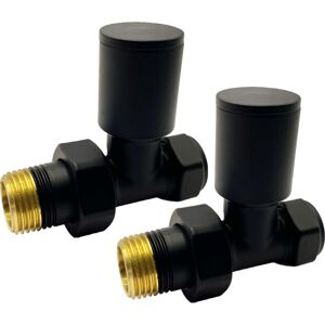 MANISSA Kirby Black Straight Towel Rail Valves 1/2' /15mm Radiator valves Solid Brass MANISSA Kirby Black Straight Towel Rail Valves 1/2' /15mm Radiator valves Solid Brass