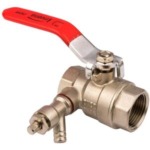 Invena - Lever Inline Water Ball Valve 3/4 inch bsp Female Thread with Drain Valve Invena - Lever Inline Water Ball Valve 3/4 inch bsp Female Thread with Drain Valve