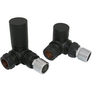 NRG - Manual Corner Radiator Rad Towel Rail Valves Brass Round Head Pair Black NRG - Manual Corner Radiator Rad Towel Rail Valves Brass Round Head Pair Black