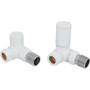 NRG - Manual Corner Radiator Rad Towel Rail Valves Brass Round Head Pair White NRG - Manual Corner Radiator Rad Towel Rail Valves Brass Round Head Pair White