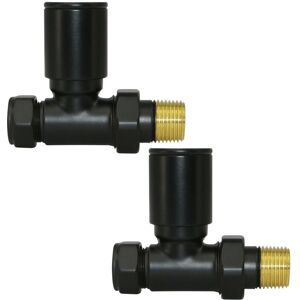 NRG - Manual Towel Rail Designer Radiator Valves Black Straight 1/2' x 15mm Twin Pack NRG - Manual Towel Rail Designer Radiator Valves Black Straight 1/2' x 15mm Twin Pack