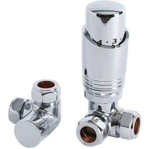 Modern Thermostatic Corner Heated Towel Rail Radiator Valve trv and Lockshield - Chrome - Milano Modern Thermostatic Corner Heated Towel Rail Radiator Valve trv and Lockshield - Chrome - Milano