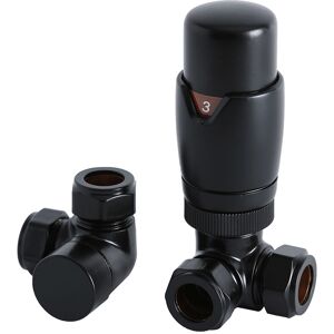 Modern Thermostatic Corner Heated Towel Rail Radiator Valve trv and Lockshield - Black - Milano Modern Thermostatic Corner Heated Towel Rail Radiator Valve trv and Lockshield - Black - Milano