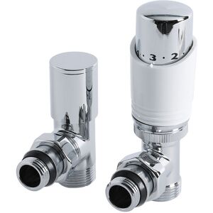 Milano - 3/4' Male Thread Valve and trv Thermostatic Radiator Valve with 15mm Copper Adapters - Chrome and White Milano - 3/4' Male Thread Valve and trv Thermostatic Radiator Valve with 15mm Copper Adapters - Chrome and White