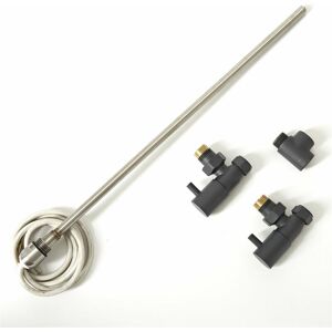 Milano - Anthracite Heated Towel Rail Radiator Dual Fuel Electric Kit with Angled Valves&44 Simple Heating Element and T-Piece - 800W Element Milano - Anthracite Heated Towel Rail Radiator Dual Fuel Electric Kit with Angled Valves&44 Simple Heating Element and T-Piece - 800W Element