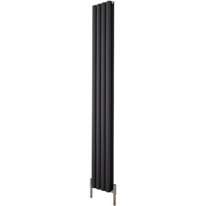 Milano - Aruba Ayre - Modern Anthracite Vertical Column Double Oval Panel Aluminium Radiator - 1800mm x 230mm Milano - Aruba Ayre - Modern Anthracite Vertical Column Double Oval Panel Aluminium Radiator - 1800mm x 230mm