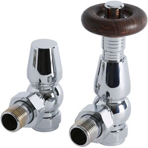 Windsor - Traditional Angled Heated Towel Rail Radiator Thermostatic Valves Pair - Chrome - Milano Windsor - Traditional Angled Heated Towel Rail Radiator Thermostatic Valves Pair - Chrome - Milano