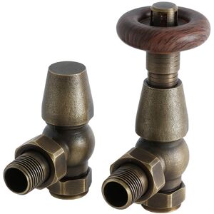 Windsor - Traditional Angled Heated Towel Rail Radiator Thermostatic Valves Pair - Brass - Milano Windsor - Traditional Angled Heated Towel Rail Radiator Thermostatic Valves Pair - Brass - Milano