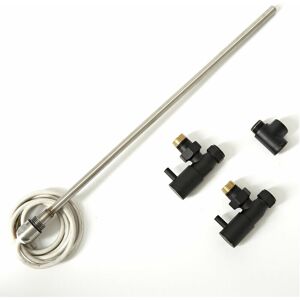 Black Heated Towel Rail Radiator Dual Fuel Electric Kit with Angled Valves&44 Simple Heating Element and T-Piece - 400W Element - Milano Black Heated Towel Rail Radiator Dual Fuel Electric Kit with Angled Valves&44 Simple Heating Element and T-Piece - 400W Element - Milano