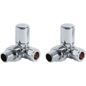 15mm Corner Heated Towel Rail Radiator Valves Pair - Chrome - Milano 15mm Corner Heated Towel Rail Radiator Valves Pair - Chrome - Milano