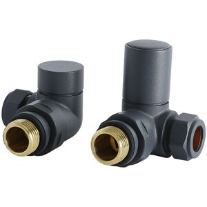 15mm Corner Heated Towel Rail Radiator Valves Pair - Anthracite - Milano 15mm Corner Heated Towel Rail Radiator Valves Pair - Anthracite - Milano