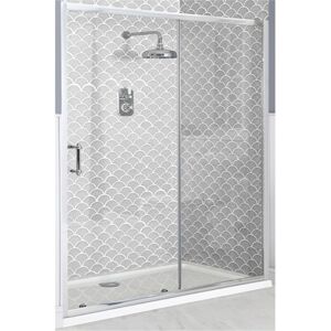 Milano Langley Chrome Reversible Sliding Door Shower Enclosure with White Tray and Fast Flow Waste - 1400mm x 800mm Milano Langley Chrome Reversible Sliding Door Shower Enclosure with White Tray and Fast Flow Waste - 1400mm x 800mm