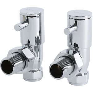 Modern Minimalist Chrome Angled Heated Towel Rail Radiator Valves - Pair - Milano Modern Minimalist Chrome Angled Heated Towel Rail Radiator Valves - Pair - Milano