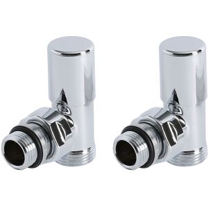 Hudson Reed - Milano - Modern Pair of Chrome Angled Heated Towel Rail Radiator Valves with Copper Eurocone Adapter - 16mm Adapter Hudson Reed - Milano - Modern Pair of Chrome Angled Heated Towel Rail Radiator Valves with Copper Eurocone Adapter - 16mm Adapter