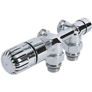 Hudson Reed - Milano - Modern Chrome Angled Thermostatic h Block Heated Towel Rail Radiator Valves with Copper Eurocone Adapter - 15mm Adapter Hudson Reed - Milano - Modern Chrome Angled Thermostatic h Block Heated Towel Rail Radiator Valves with Copper Eurocone Adapter - 15mm Adapter