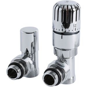 Hudson Reed - Milano – Modern Chrome Angled Thermostatic Heated Towel Rail Radiator Valves with 15mm Copper Eurocone Adapter – Pair Hudson Reed - Milano – Modern Chrome Angled Thermostatic Heated Towel Rail Radiator Valves with 15mm Copper Eurocone Adapter – Pair