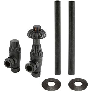 Windsor - Traditional Angled Radiator Heated Towel Rail Thermostatic Lockshield Valve and Pipe Connector Kit - Pewter - Milano Windsor - Traditional Angled Radiator Heated Towel Rail Thermostatic Lockshield Valve and Pipe Connector Kit - Pewter - Milano