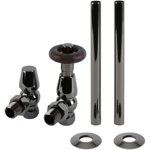 Windsor - Traditional Angled Radiator Heated Towel Rail Thermostatic Lockshield Valve and Pipe Connector Kit - Black Nickel - Milano Windsor - Traditional Angled Radiator Heated Towel Rail Thermostatic Lockshield Valve and Pipe Connector Kit - Black Nickel - Milano