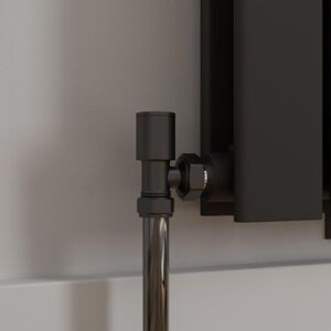 GALIFLO Modern Angled Heated Towel Rail Radiator Valves Pair 15mm Black Round Manual GALIFLO Modern Angled Heated Towel Rail Radiator Valves Pair 15mm Black Round Manual