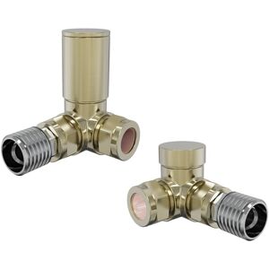 NRG - Manual Corner Lockshield Heated Towel Rail Radiator Valves Brushed Brass Pair NRG - Manual Corner Lockshield Heated Towel Rail Radiator Valves Brushed Brass Pair