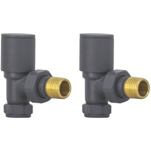 NRG - Radiator Valve 15mm Manual Angled Valves One Pair Anthracite NRG - Radiator Valve 15mm Manual Angled Valves One Pair Anthracite