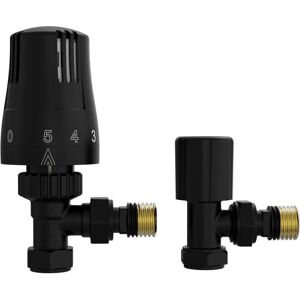NRG - Thermostatic Angled trv & Lockshield Radiator Valves Black 1/2'x15mm Pack NRG - Thermostatic Angled trv & Lockshield Radiator Valves Black 1/2'x15mm Pack