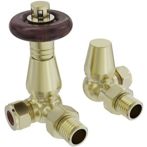 NRG - Traditional Antique Design Brushed Brass trv & Lockshield Corner Radiator Valves 1/2'x15mm Set NRG - Traditional Antique Design Brushed Brass trv & Lockshield Corner Radiator Valves 1/2'x15mm Set