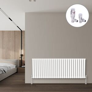 NRG - Oval Column Designer Radiator White + Chrome Angled trv Thermostatic Radiator Valves Horizontal 600x1593mm Single Panel NRG - Oval Column Designer Radiator White + Chrome Angled trv Thermostatic Radiator Valves Horizontal 600x1593mm Single Panel