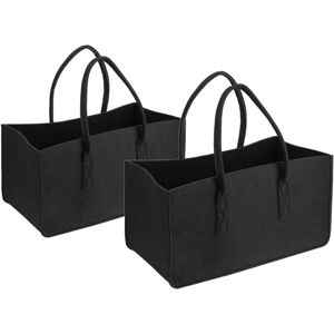 AOUGO Pack Black Felt Bag for Shopping Bag, Fireplace Log Bag, Newspaper Holder, Fireplace Log Basket, Magazine Holder (Black) AOUGO Pack Black Felt Bag for Shopping Bag, Fireplace Log Bag, Newspaper Holder, Fireplace Log Basket, Magazine Holder (Black)