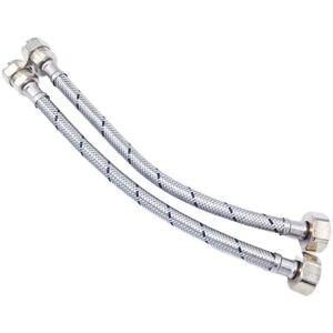Pair Of Flexible Hose Pipe Connectors Tails 3/4' x 15mm Compression 300mm WRAS Pair Of Flexible Hose Pipe Connectors Tails 3/4' x 15mm Compression 300mm WRAS