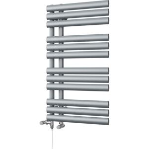 UK RADIATORS Percival - Silver Dual Fuel Towel Rail H884mm x W500mm Standard UK RADIATORS Percival - Silver Dual Fuel Towel Rail H884mm x W500mm Standard